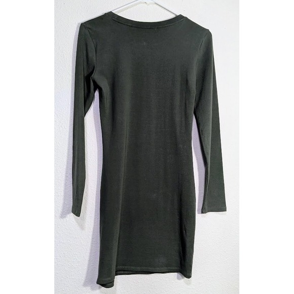 Zara Womens Olive Green Long Sleeve Bodycon Midi Dress Stretch PullOn Size M EUC - Picture 6 of 11